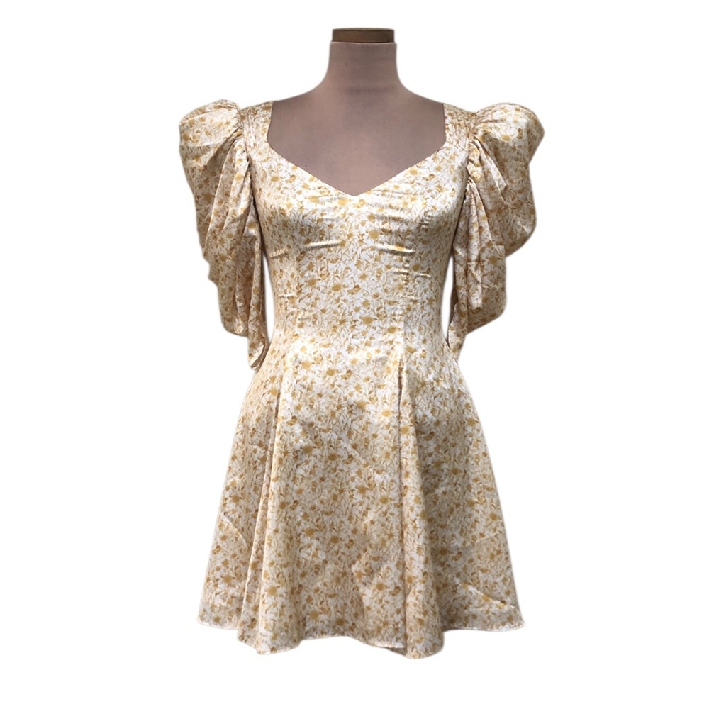 NWT AMUR Kennedy Dress Size 00 Yellow Floral Print